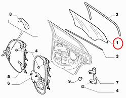Скло задніх дверей ліве Linea 2007- (OPAR), Арт. 51754190, 51867091, 51754190, FIAT