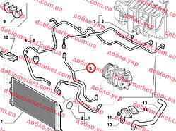 Патрубок кондиціонера 1.9 D-1.9 JTD-1.9 MJTD (компресор-блок) Doblo 2000-2009, Арт. 51779403, 51779403, FIAT