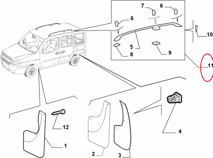 Рейлінги (хромовані) Doblo 2000-2011(без кріплень та без коробки), Арт. 098846138, 98846138, 735318511,, фото 1
