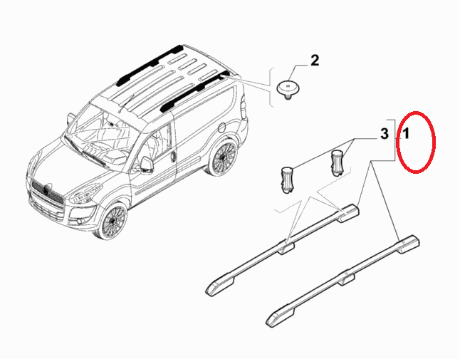 Рейлінги (хромовані) у.р. Doblo MAXI 2009-, Арт. 0735584030S, 735497905, 735584030, 735584031, 735541763, MGA