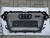 Решітка радіатора Audi A4 B8 (11-15) рестайл-стиль RS4 (чорний глянець + quattro), фото 7