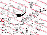 Бампер задний правая часть (клык) Doblo 2000-2005, Арт. FT9081153, 735294625, PLEKSAN