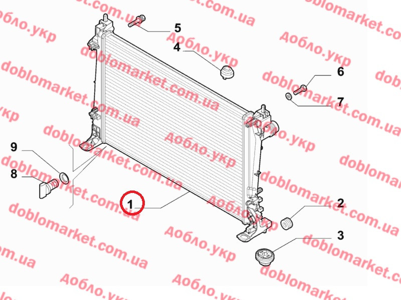 Радіатор охолодження 1.6 MJTD-2.0 MJTD Doblo 2009-, Арт. 51897080, 51897080, FIAT, фото 1