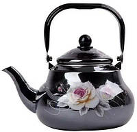 Чайник со свистком Edenberg 2л эмалированный черный Роза EB-3352