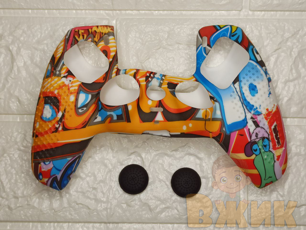 Силіконовий чохол для джойстика PS5+ накладки на грибки у подарунок, фото 1