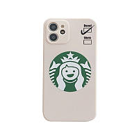 Противоударный чехол для Apple iPhone 12 pink sand silicone case coffee starbucks с защитными бортами