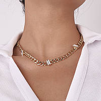 Колье с камнями золотистое, чокер, цепь, украшение на шею, женская бижутерия /FS-2083