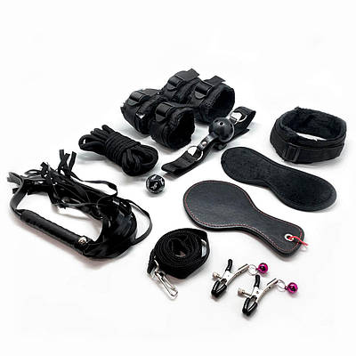 Набір для BDSM Alive FURY Black BDSM Kit, 10 предметів (м'ята упаковка)