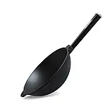 Чавунна сковорода WOK 2.2 л "Brizoll" без кришки з дерев'яною ручкою Black, фото 2