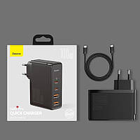 Сетевое зарядное устройство для Baseus GaN2 Pro Quick Charger 100W black + кабель Type-C to Type C 100w для