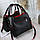 Сумка жіноча красива невелика класична чорна з червоним шкірзам, фото 2