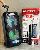 Портативна колонка, с Bluetooth на аккумуляторе с радиомикрофоном (USB/FM/BT/LED) KIMISO QS-221