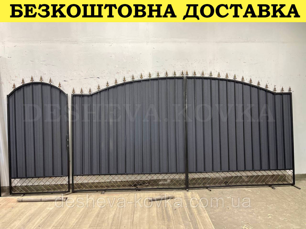 Ворота ковані з профнастилом