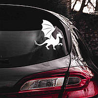 Наклейка виниловая декоративная на автомобиль "Дракон с крыльями" (цвет пленки на выбор клиента) с оракала