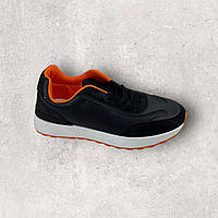 Мужские весенние кроссовки оранжевый+черный, белая подошва, удобные, стильные, № 1312-5 ( р. 40-45)
