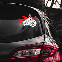 Наклейка вінілова декоративна на автомобіль "Мотоцикл на полум'ї" (колір плівки на вибір клієнта) з оракалу