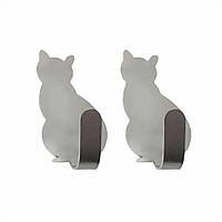 Комплект из двух декоративных крючков в форме кота серебряный (NR0055_1)