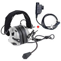 Наушники Активные для рации Earmor M32 Grey + Кнопка PTT для рации ZP125