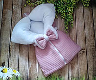 Трансформер хлопковый на махре конверт + спальник + одеяло, розовый