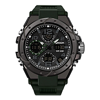 Мужские наручные тактические часы Sanda 6008 Green-Black спортивные с будильником