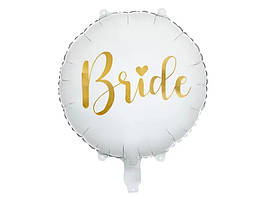 Фольгована кулька круг "Bride" білий PartyDeco 18"(45см) 1шт.