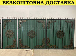 Ворота ковані з профнастилом Код: А-01201