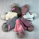 М 91067. Комплект зимовий для дівчинки шапка та баф "MIAOW", різні кольори (2-6 років), фото 8
