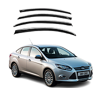 Дефлекторы на окна с Хром Молдингом Ford Focus III 2011-2018 Седан \ Хэтчбек