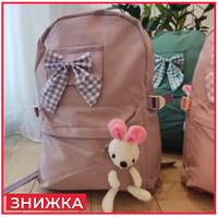 Школьный рюкзак с белым кроликом и бантиком для девочки подростковая девчачья сумка для школы разные цвете