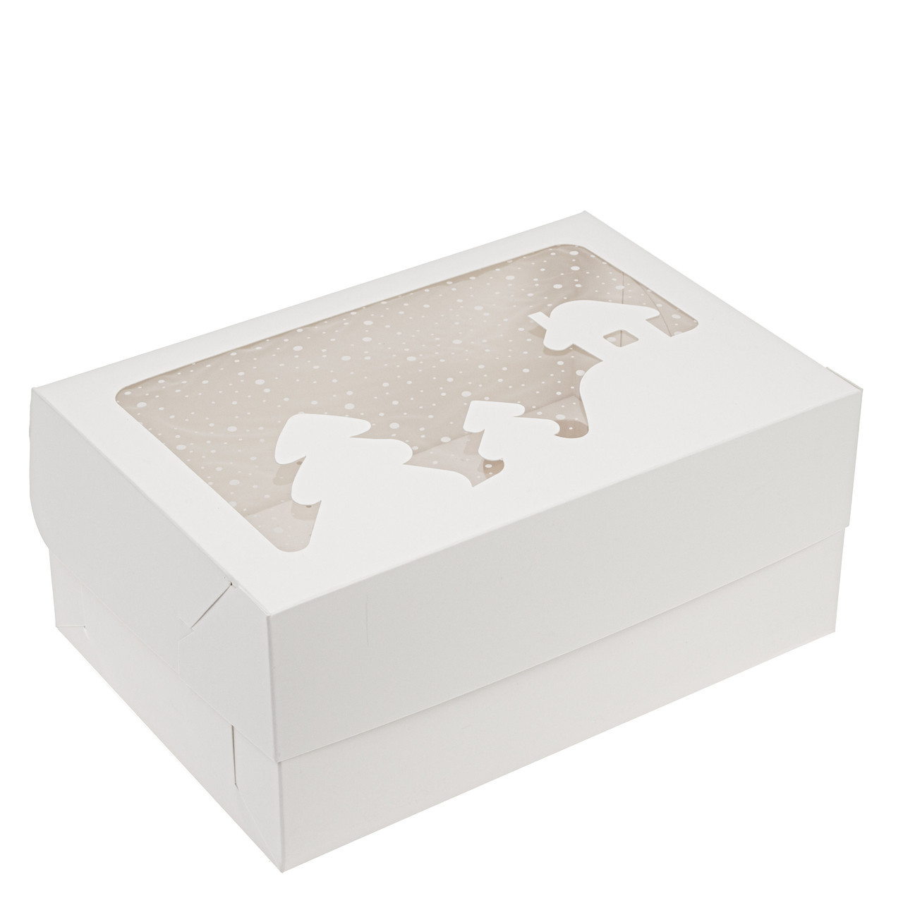 Коробка 250х170х110 (на 6 капкейків) з вікном "h=11" "Будиночок", біла, фото 1