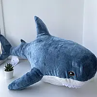 Плюшевая детская игрушка Aкула IKEA 80см, забавная мягкая подушка-обнимашка, Синяя