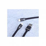 USB кабель Aspor A137 Type-C Плоский Nylon 2.4A/1.2м- чорний, фото 4