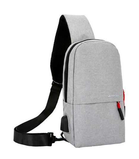 Сумка-бананка чоловіча Jinmanbag сіра слінг через плече, фото 1