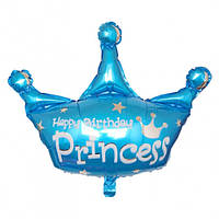 Шарик воздушная фигура корона PRINCE голубая 90х100 см