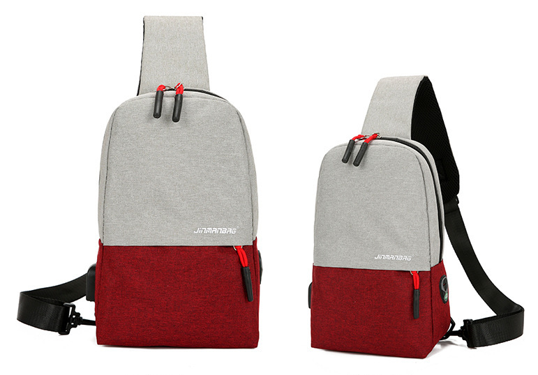 Сумка-бананка слінг Jinmanbag сіра червона, фото 1