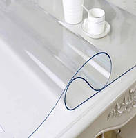 Мягкое стекло Прозрачная силиконовая скатерть на стол Soft Glass Защита для мебели 1.6х1.0м (толщина 1.5мм)