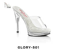 Туфли силиконовые для фитнес бикини США 36 размер Glory прозрачные на каблуке для выступлений Fabulicious