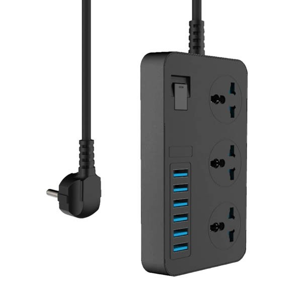 Мережевий подовжувач IQ POWER TB-T09(2m)-6USB+3розетки 2500W 3.1A