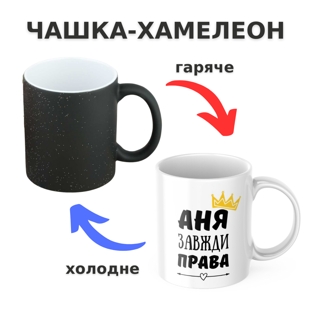 Чашка-хамелеон з принтом 330 мл Аня завжди права