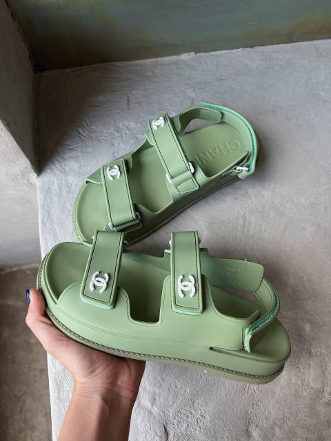 Green chanel slides sale
