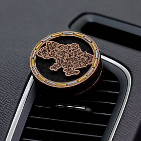 Ароматизатор на дефлектор в машину "Мапа України" ручної роботи в дерев'яній коробці.