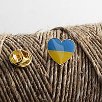 Значок на одежду Dobroznak патриотический Сердце Украины с застежкой и позолоченным покрытием