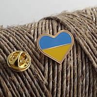 Значок на одежду Dobroznak Сердце Украины мини с застежкой и позолоченным покрытием