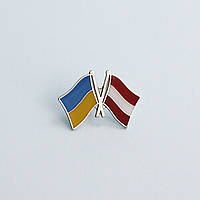 Значок на одежду Флаги Украины и Австрии на застежке с никелевым покрытием