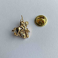 Значок из металла на одежду "Георгий Победоносец" золотистого цвета (4313)