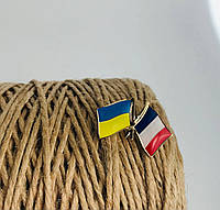 Значок на рюкзак/портфель Dobroznak в виде флагов Украины и Франции, позолоченные
