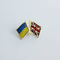 Значок на рюкзак или одежду Dobroznak из флага Украины и Великобритании (6406)