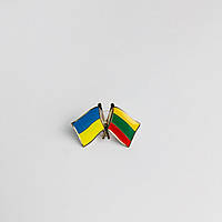 Железный значок на костюм или одежду Dobroznak, флаги Украины и Литвы, позолоченные (6103)