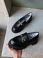 Модні жіночі лофери Gucci Leather Horsebit. Класне жіноче взуття Гуччі., фото 7