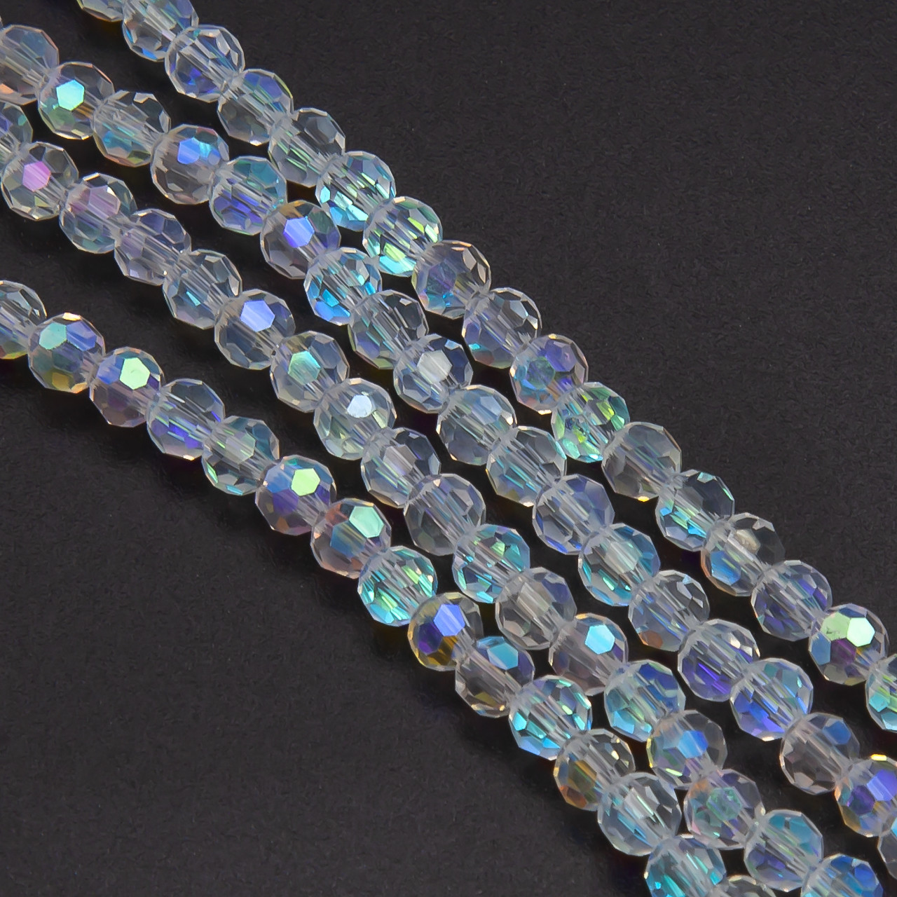 Намистини кришталь огранювання куля 6 мм Ø 1 мм (+-95 шт.) Білий АВ+, фото 1